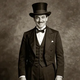 photorealistic sepia portrait of a 1 9 2 0 s era male magician with a smile, well dressed in his mid - thirties, long - tailed tuxedo coat, by clyde caldwell, atmospheric lighting, hatless, dark, brooding, painted, intricate, ultra detailed, well composed, best on artstation, cgsociety, epic, stunning, gorgeous, intricate detail, much wow, masterpiece, cinematic aesthetic octane render, 8 k hd resolution,