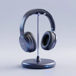 product still of headphone stand, futuristic, techno, cyberpunk, product design, 3 d render, 3 d concept, fun, swag