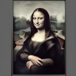 the mona lisa, grayscale, by pablo picasso