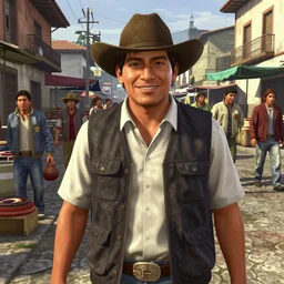 highly detailed portrait young ecuadorian craftsman in gta v, street market in la paz bolivia, happy ambience, stephen bliss, unreal engine, fantasy art by greg rutkowski, loish, rhads, ferdinand knab, makoto shinkai and lois van baarle, ilya kuvshinov, rossdraws, tom bagshaw, global illumination, detailed and intricate environment