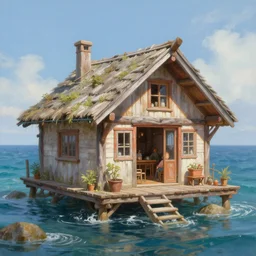 a hyper - detailed 3 d render like an oil painting of cabin dreaming of the ocean!!!!! surreal concept art, lifelike, photorealistic, digital painting, aesthetic, smooth, sharp focus, artstation hd, by greg rutkowski, bruce pennington, valentina remenar, rhads, asher duran,