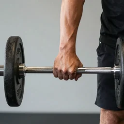 hand holding a barbell