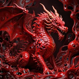 a red dragon, fluid, smooth, organic, crazy, bright, colours, tumours, high contrast, sharpness, dramatic, very detailed, intricate, by giger and corben and moebius and beksinski and bosch and bacon