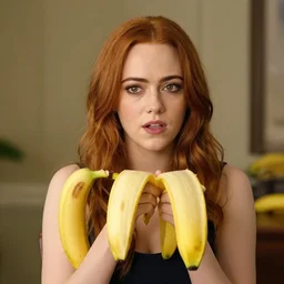 a banana looks like emma stone, dark humor, dalle 2 reference