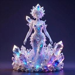 a statue made of crystal gems, neon, fantasy art, digital art