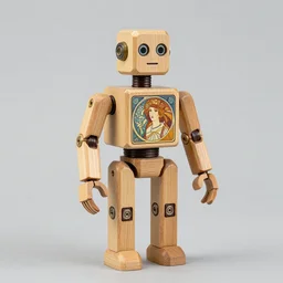 tin toys wooden cyborg by alphonse mucha