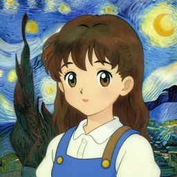 cute anime girl portrait by Vincent van Gogh
