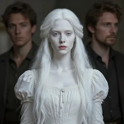 a portrait of a the white lady in a dress with long hairs, art by James Jean and Wayne Barlowe, high detail, cinematic, cgsociety 8k