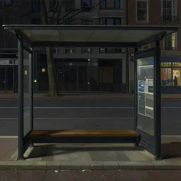 dark city bus stop, painting by Rembrandt,ArtStation