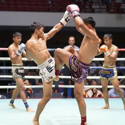 muay thai athletes choreography, dance photography, pastel colors palette, sport photography, high detail, zoom in, foreshortening, natural light