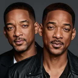 studio portrait photo of genetic hybrid face of will smith and chris rock