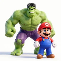 hulk vs mario, comic book, by frank miller, 4 k, 3 d