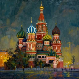 cyberpunk moscow painting by rembrandt