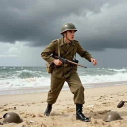 Pewdiepie storming the beaches of Normandy, 1945, Colourized
