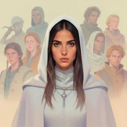 centered head - on medium shot painted portrait maya ali as sorcerer, gloomhaven mixed with dune, pastel colours, octane render, unreal engine, matte painting concept art, fanart artstation by christophe vacher and jesper ejsing and rhads and lois van baarle and ilya kuvshinov and rossdraws