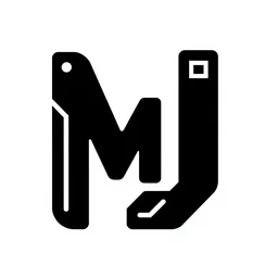Letter MJ icon, sci-fi, 2D icon, vector, creative, cyber punk icon, black and white, minimal, clash of kings, clean, logo icon