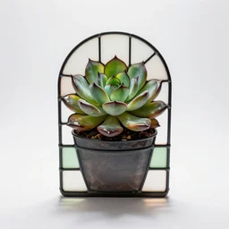 stained glass echeveria succulent, high detail photograph, full body, isolated on a pure white background, centered, entire subject in frame, sharp focus, soft studio lighting