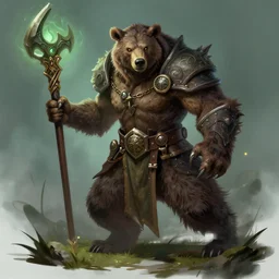 rogue druid multiclass, transforming into a bear, dungeon and dragons, character concept, very detailed, trending on artstation, portrait