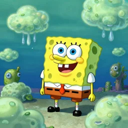 spongebob squarepants under weed clouds, digital art, amazing detail, by Kiko Rodriguez