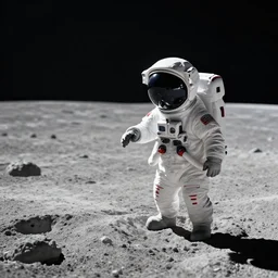 a little astronaut with a big head who just crash landed on the moon, exploring the moon, 4 k, aesthetic sky, 4 k,