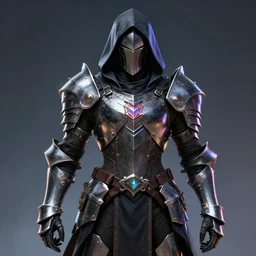 Cyberpunk knight, armor with hood, deviantart, 8k, UHD