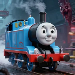 horrifying thomas the tank engine in alice madness returns 3, xbox one edition, rendered in unreal engine, trending on artstation.