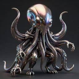 metallic cthulhu - cybog. shiny, gradient lighting, detailed, full - body, concept art, hyper - realistic, octan render, 8 k