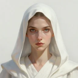 Cultist wearing white robes, fantasy close-up portrait art by Donato Giancola and James Gurney, digital art, trending on artstation