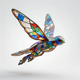 maximalist flying creature made out of stained glass inside a white void, dark scene illuminated by lava rivers and fireflies, art direction by thomas cole, octane render, 4 k, ray tracing, specular highlights, 4 k, desktop wallpaper, trending on artstation