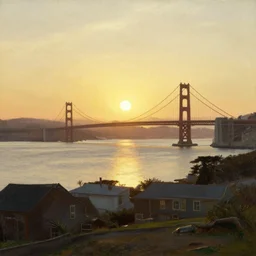 a beautiful sunet over the san francisco bay area, by winslow homer