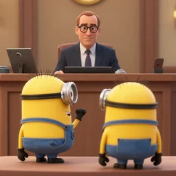Saul Goodman defending the minions in court