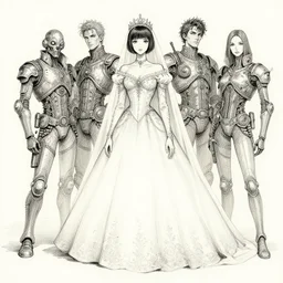 beautiful ink sketch, dieselpunk high fantasy, a bride, by chris riddell, ilya kuvshinov, wlop, krenz kushart, boris vallejo, ayami kojima and ayami kojima