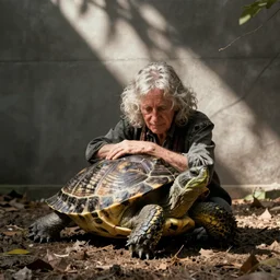 john fahey snuggling a turtle