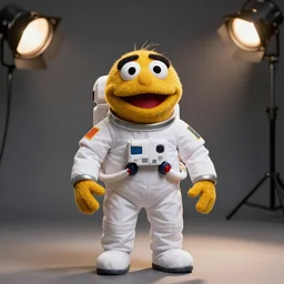 studio portrait still of muppet!!!!! cat!!!!! in astronaut!!!!!! suit!!!! as a muppet muppet as a muppet, 8 k, studio lighting, key light,