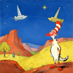 abuna yemata guh landscape in the style of dr. seuss, starships, painting by albert bierstadt