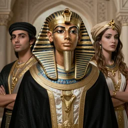 a detailed fantasy character portrait of abdel halim hafez as egyptian god of art by lauri blank, artgerm, evelyn de morgan, 8K, 50mm lens