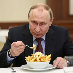 vladimir putin enjoying a delicious poutine