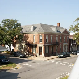 Bel Air street,in 1758 architecture style, seen from a plane
