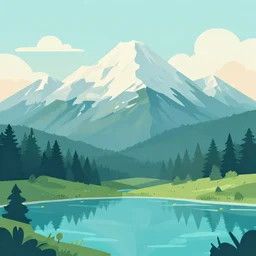 mountain water illustration vector digital art trending on artstation