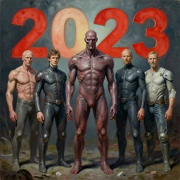what is 2023 going to look and feel like? by jacek yerka, alex gray, zdzisław beksiński, dariusz zawadzki, jeffrey smith and h.r. giger, oil on canvas, 8k highly professionally detailed, trending on artstation