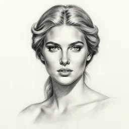 realism tattoo sketch of kate upton as a beautiful greek goddess aphrodite with piercing eyes wearing a laurel wreath and triangle earrings, in the style of greg rutkowski, amazing detail