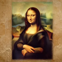 mona lisa drawn on a ancient egypt wall