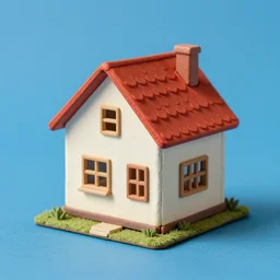 small cute house, 1 0 0 mm, diorama, blue background, by oren leventar