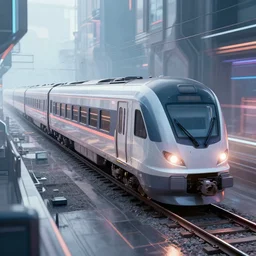 an interdimensional travelling train, cyberpunk aesthetic, abstract, highly - detailed