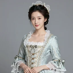 photo portrait of beautiful chinese woman dressed in rococo style clothing, elegant, digital painting, clean, smooth, sharp focus