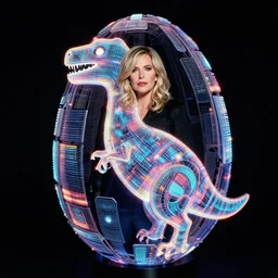 annie liebowitz portrait of a plasma energy tron dinosaur egg made up of glowing electric plates and patterns. cinestill
