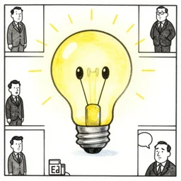 cute and funny, a smiling light bulb with eyes and mouth, pixar style by ed catmull, centered award winning watercolor pen illustration, isometric illustration by chihiro iwasaki, the artwork of r. crumb and his cheap suit, cult - classic - comic