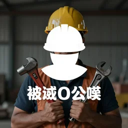 a worker wearing hard hat and holding tools logo