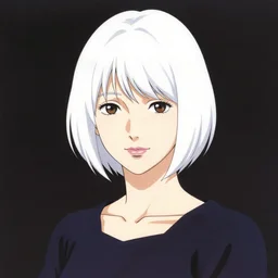portrait of a woman with short white hair, medium shot, illustration, high quality, by hiromu arakawa
