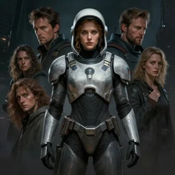 masterpiece concept art by thomas blackshear, imogen poots as a space templar star flight, matte painting, dramatic, emotional, cinematic moody colors, realistic shaded lighting poster by hsiao ron chen, ilya kuvshinov, magali villeneuve, artgerm, jeremy lipkin and michael garmash and rob rey, christophe vacher